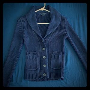 Dark navy/black cable knit THEORY cardigan